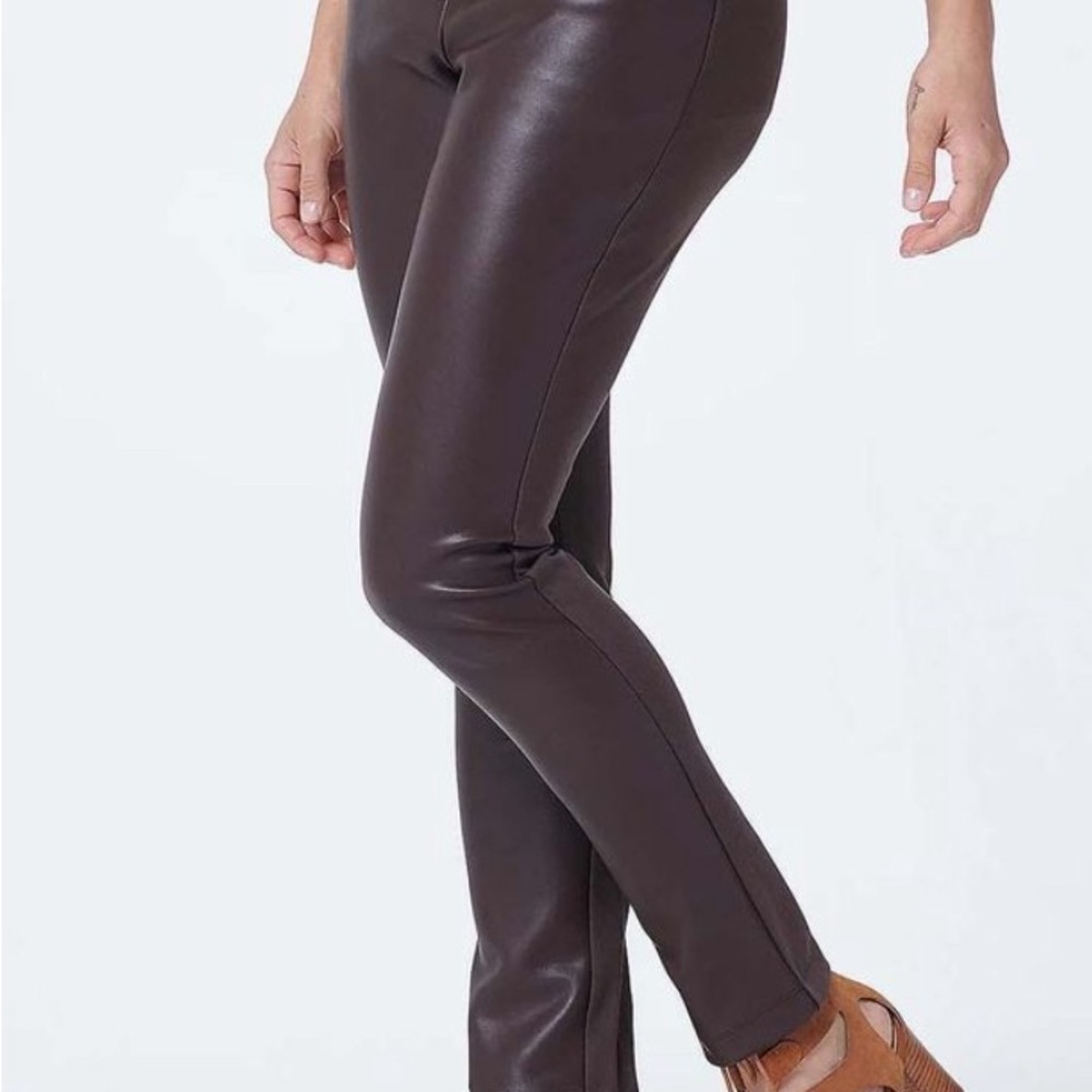 Women's Brown Faux Leather Leggings